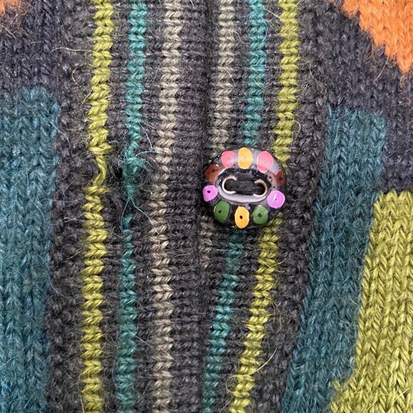 Vibrant colorful southwestern tribal artsy Pattern Cardigan Sweater Multicolor - Picture 9 of 9